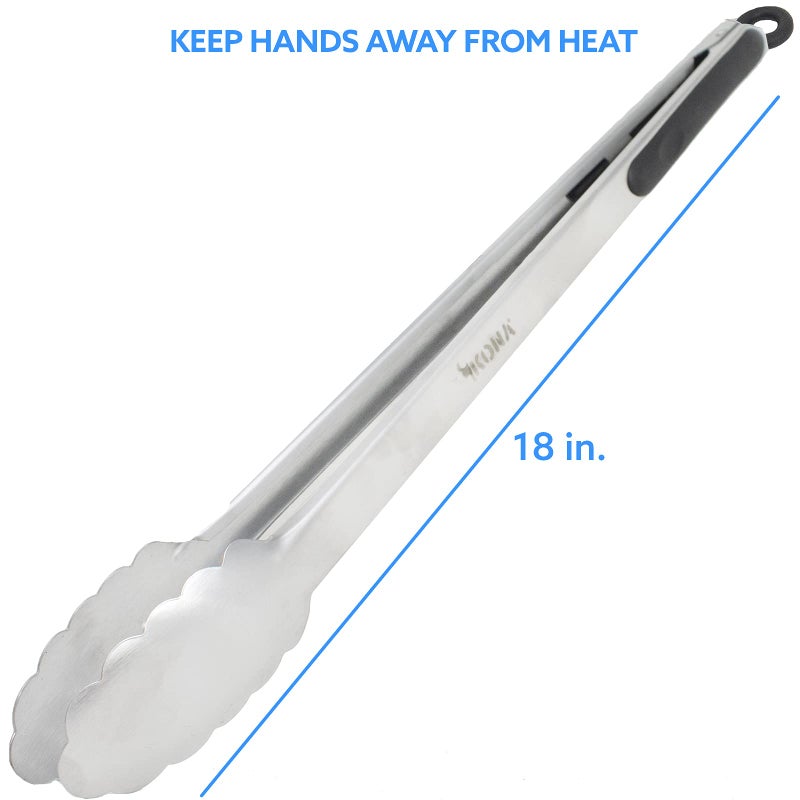 Kona Premium Stainless-Steel Locking Grill Tongs 18 inch, Sturdy, Heavy Duty Tongs - Great for Cooking, Grilling, and Barbecue (BBQ) - Image 3